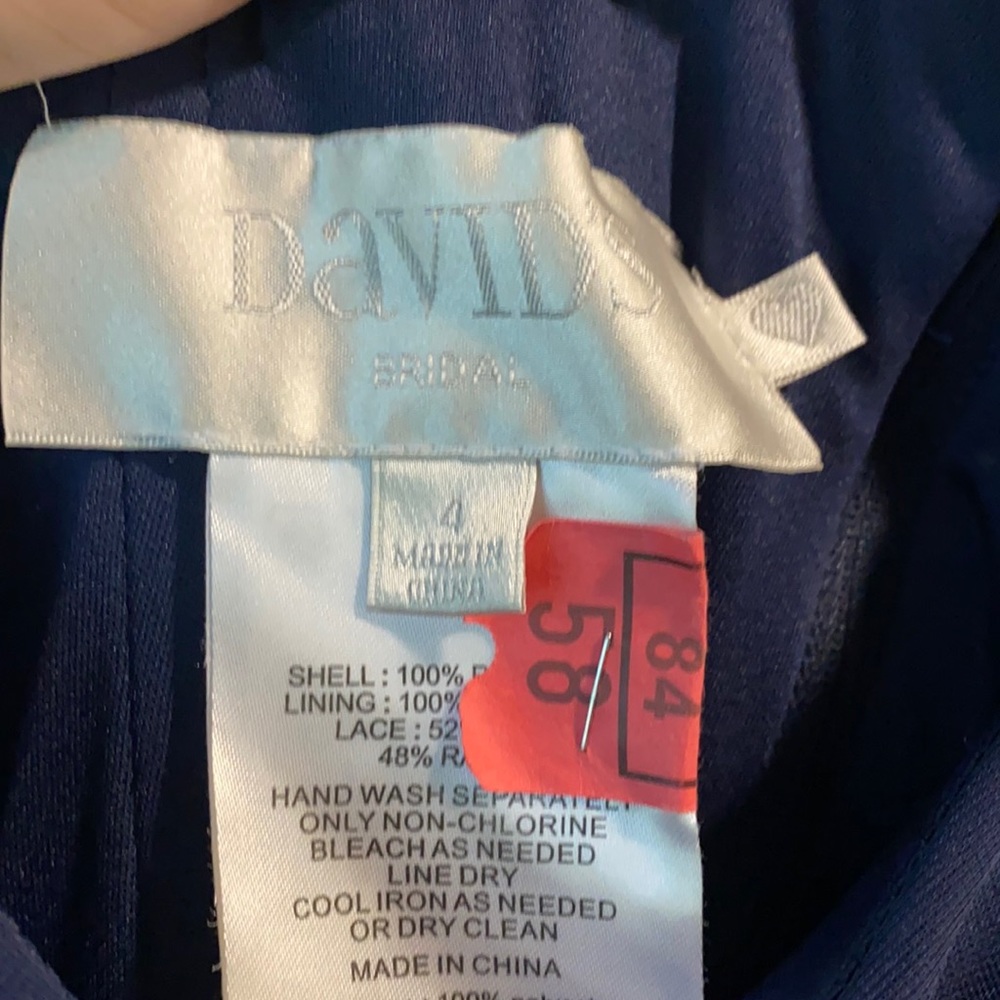 David’s Bridal navy blue bridesmaid dress